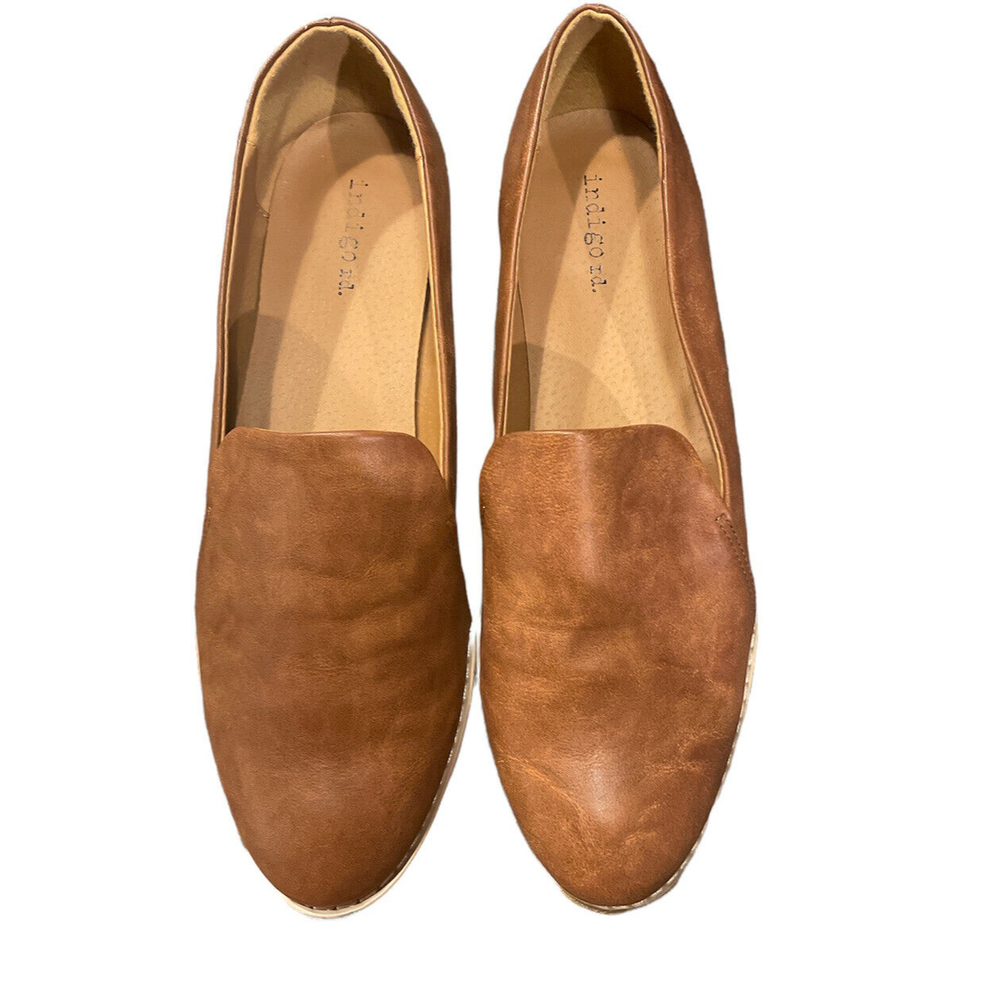 Indigo Rd Women's Irhani Vegan Faux Leather Slip On Shoes Flat Loafers Brown 10M